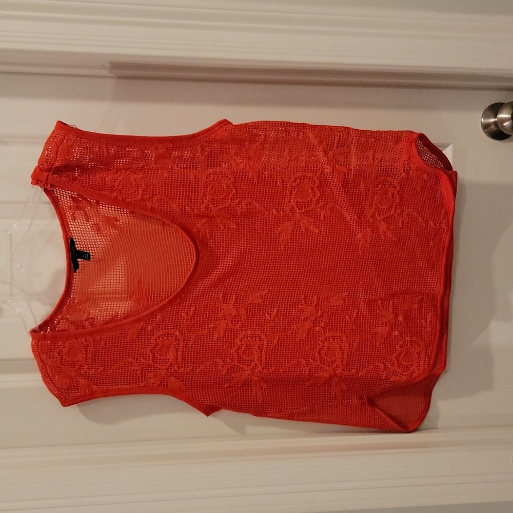 Banana Republic orange/red color sleeveless top. Beautiful details. Large